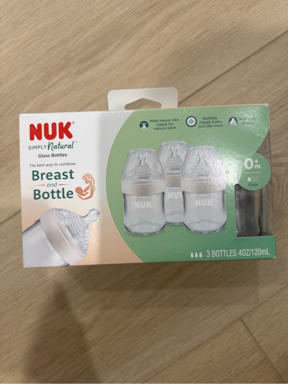 NUK Simply Natural Glass Breast and Bottle Set - Clear/White